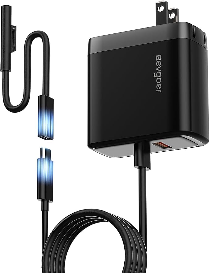 65W Surface Pro Charger,Microsoft Windows Surface Charger for Surface Pro 3/4/5/6/7/8/9/10/X/11/12 Power Adapter,Compatible for Both Microsoft Surface Book/Laptop/Tablet,Support 44W 36W by EGevgoer