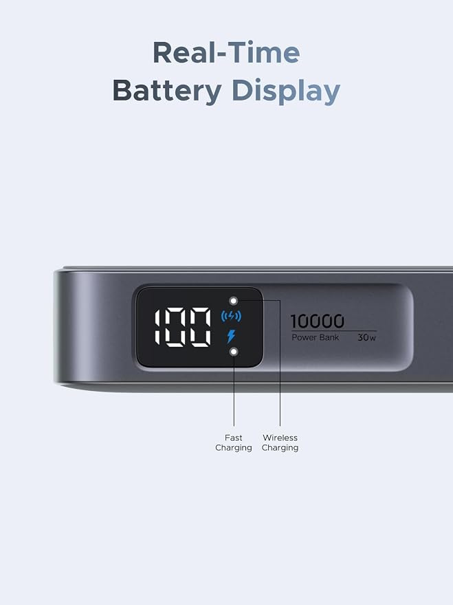 UGREEN MagFlow 10000mAh Qi2 25W Wireless Power Bank Built-in Cable | Qi2 25W wireless, built-in cable, 30W PD wired. MagSafe compatible. Grey. for iPhone 17/12 - Image 8