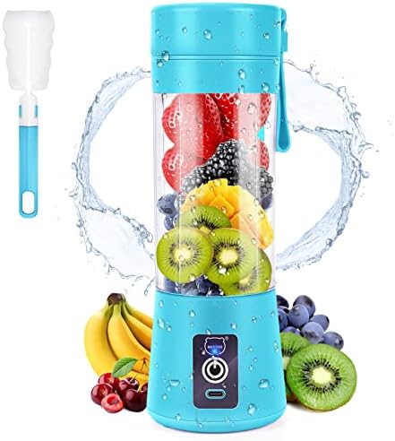 Portable Blender, Personal Mini Juice Blender with Six Blades in 3D(Blue) by MIAOKE