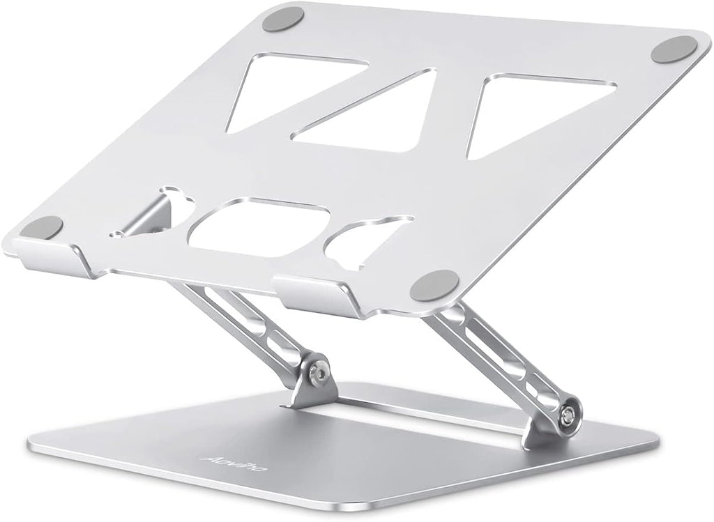 Aoviho Adjustable Laptop Stand for Desk,Portable Laptop Stand Holder and Riser,Foldable Aluminum Notebook Computer Stands for MacBook Air Pro HP Lenovo Dell Samsung Chromebook, 10-15.6 inch, Silver by Aoviho
