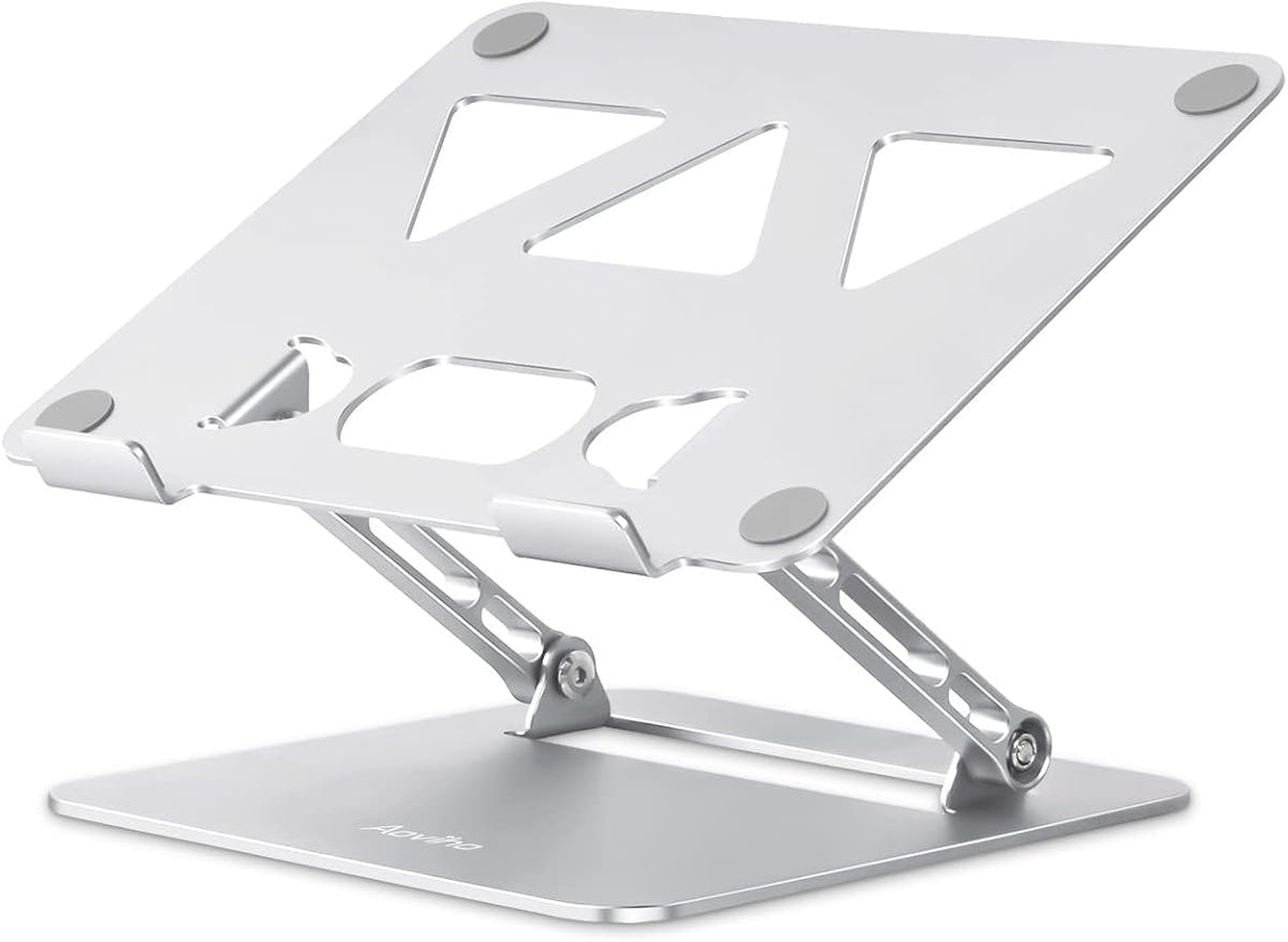 Aoviho Adjustable Laptop Stand for Desk,Portable Laptop Stand Holder and Riser,Foldable Aluminum Notebook Computer Stands for MacBook Air Pro HP Lenovo Dell Samsung Chromebook, 10-15.6 inch, Silver by Aoviho