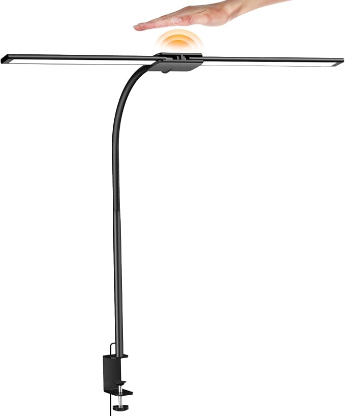 Syrinx LED Desk Lamp for Home Office, 18W 2000LM Dual Head Architect Lamp | Wide-Area Eye-Caring Lighting, Adjustable Gooseneck, Gesture & Wired Control, Memory & Timer, 50 Modes for Study & Crafting - Image 9