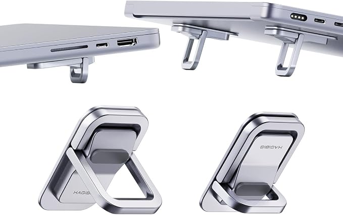 Hagibis Adjustable Laptop Stand for Desk - Portable Laptop Riser, Ergonomic Aluminum Cooling Pad for MacBook Pro Air, Tablet (Silver) by Hagibis