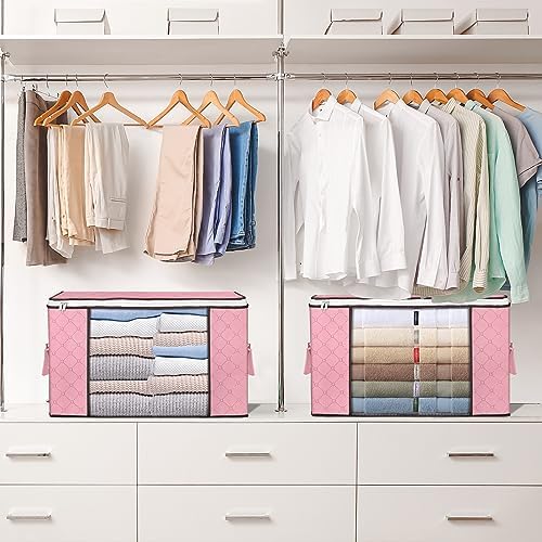 90L Large Storage Bags, 4 Pack Clothes Storage Bins Closet Organizers | Foldable Storage Containers, with Reinforced Handle, for Clothing, Blanket, Comforters, Bed Sheets, Pillows and Toys - Image 7