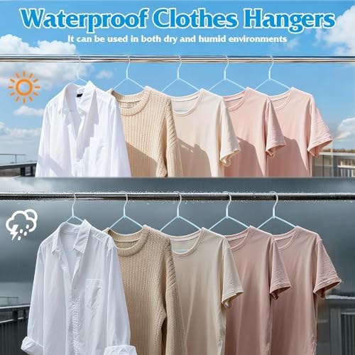 150 Pack Clothes Hangers,Non Slip Blue Plastic Coated Metal Coat Hanger for Closet,Sturdy Thin Hangers Bulk Space Saving Hangers for Pants,Skirt,Shirt,Dress,Tie - Image 7