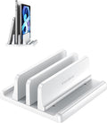 Vaydeer Vertical Laptop Stand for Desk, Dual Slots Plastic Laptop Holder Organizer with Space Saving 4-in-1 Design, Adjustable Laptop Stand Storage Supports MacBook, Chromebook, Surface, Dell (White) by Vaydeer