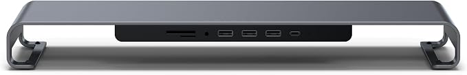 Satechi USB-C Hub Monitor Stand, 3 USB 3.0 Ports, For Desktop Computers | USB-C data port, micro/SD card readers, audio jack, for desktop computers, monitors, laptops - Image 4