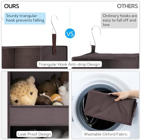 GRANNY SAYS 3-Shelf Hanging Closet Organizer, Foldable Storage, Dark Brown | 33 lb Capacity, No-Sag Support, Keeps Clothes Neat, Folds Flat, Fits RV, Dorm & Small Closets - Image 5