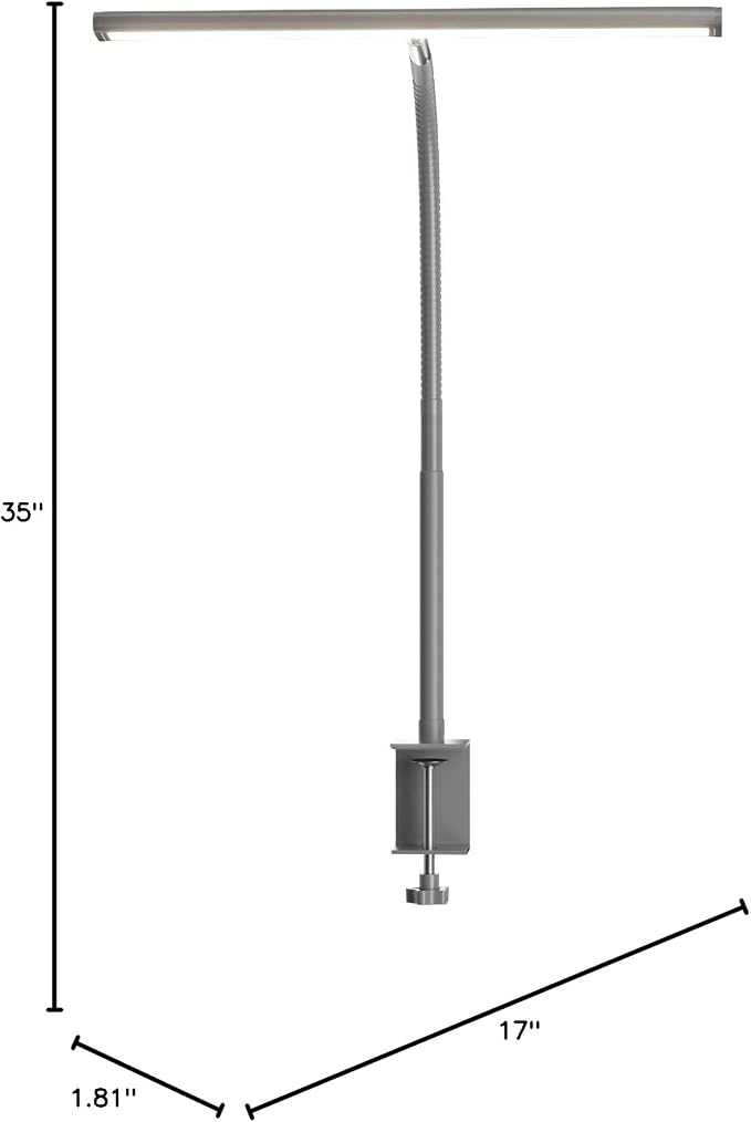 Airlonv LED Desk Lamp with Clamp, 17" Stepless Dimming Light, Grey | 2700K-6500K, 100 LEDs, 360° Gooseneck, Fits Up to 30" Monitors, Flicker-Free Lighting for Home Office, Study& Workbench - Image 7