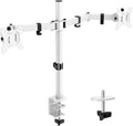 ErGear Fully Adjustable Dual Monitor Mount for 2 Screens up to 32 Inches, Holds up to 17.6 lbs Each Arm, Desk Stand, White by ErGear