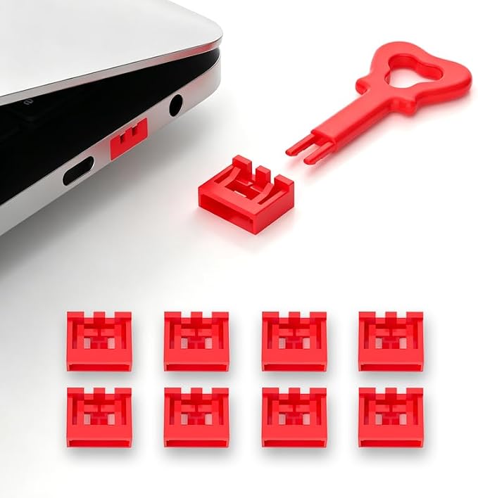 2026 New 100‑Pack USB‑A Color‑Coded Port Security Locks with 5 Keys (Red) - Image 7