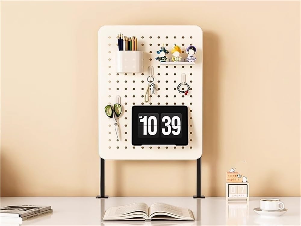 Clamp-on Desk Pegboard, Carbon Steel Desktop Pegboard Organizer with 4 Hooks, Standing Peg Board for Home Office, Desk Organizer Desk Accessories, No-Drill(7.8x15.7in) - Image 7