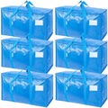 TICONN 6 Pack Extra Large Moving Bags Heavy Duty with Zippers & Carrying Handles, Durable Storage Bags Moving Boxes for Closet Organizers and Storage (6 Pack, Sky Blue) by TICONN