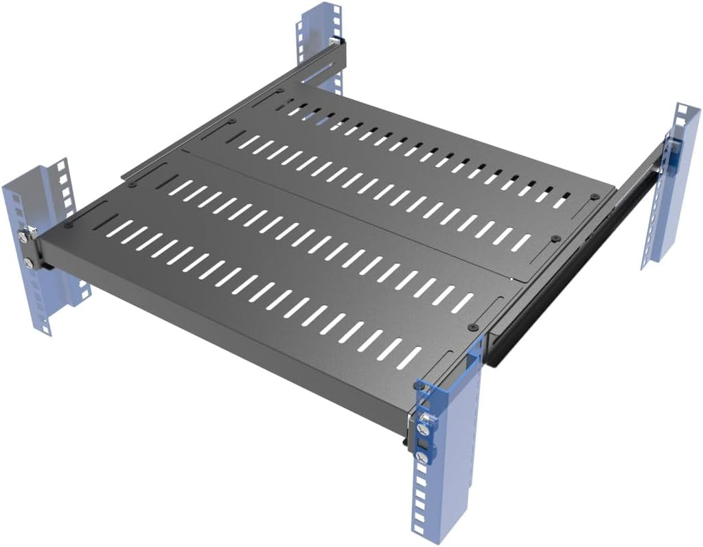 1U Vented 4-Post Adjustable Server Shelf -Mounting 16.5-29" D by JINGCHENGMEI