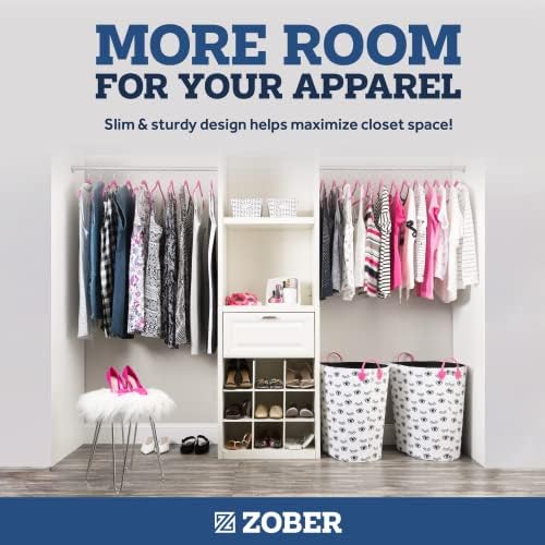 Zober Velvet Hangers 50 Pack - Heavy Duty Pink Hangers for Coats, Pants & Dress Clothes - Non Slip Clothes Hanger Set - Space Saving Felt Hangers for Clothing | Slim velvet hangers with pants bar, felt hangers, flocked hangers, non slip hangers, coat h... - Image 5