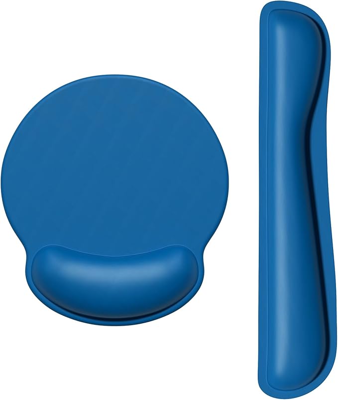 Dapesuom Keyboard Wrist Rest and Mouse Pad with Wrist Support, Memory Foam Cushion for Keyboard and Mouse Set, Ergonomic Desktop Pad Rests with Non Slip Base for Easy Typing & Pain Relief, Dark Blue by Unknown