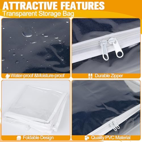 Plastic Storage Bags with Easy-Glide Zipper, Pack of 8, Durable Clear Vinyl Zippered Storage Bags for Clothes Sweaters Comforters Blankets Sheets Bedding (15.7 x 13.8 x 2.5 Inch, Transparent White) - Image 5