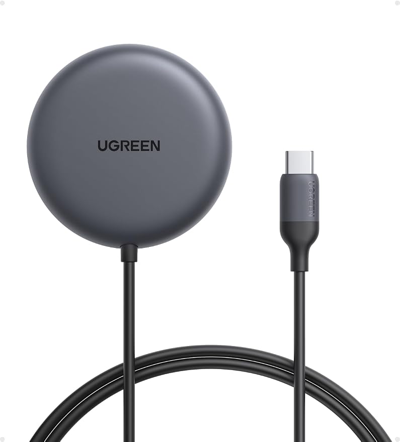 UGREEN Qi2.2 25W MagSafe-Compatible Wireless Charging Pad | Qi2.2 Certified, Fast Charging Pad for iPhone 12-17 Series and AirPods, 5FT Cable, Black, Adapter Not Included by Unknown