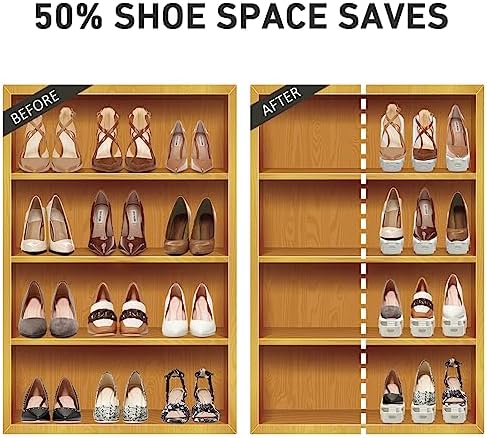 NVGSN Shoe Slots Organizer 40 Pack - Shoe Stackers, Space Savers 50%, 4 Levels Adjustable, Double Layer Holders for Closet, White - Image 2