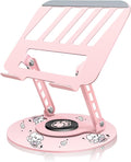 Upgraded Pink Swivel Laptop Stand - 360° Rotating Base & Foldable|Cute Dog Patterns for Healing Vibe|Fits MacBook & 13-15" Laptops|Ideal for Desk Work,Office,Travel,Home,Painting by ZSAUTHREE
