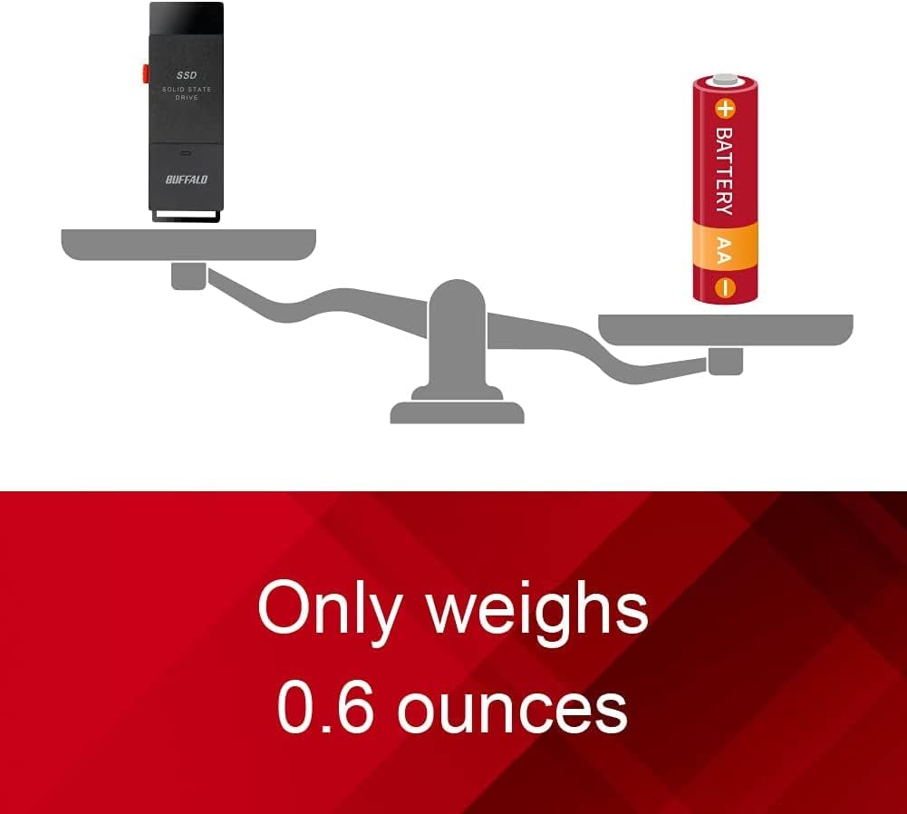 BUFFALO External SSD 2TB - Up to 600MB/s - USB-C - USB-A - USB 3.2 Gen 2 (Compatible with PS4 / PS5 / Windows/Mac) - External Solid State Drive Stick - ‎‎SSD-PUT2.0U3B - Image 7