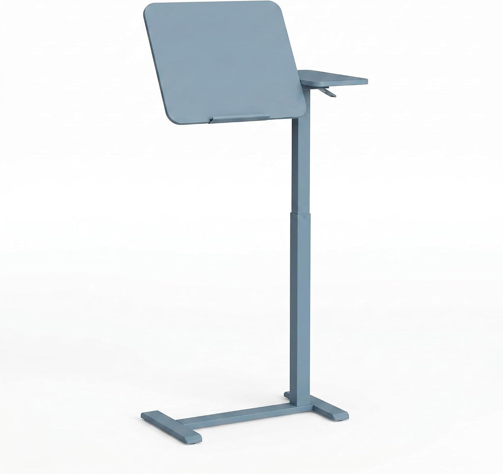 Overbed Table Adjustable Height 30"-43", Rolling Laptop Desk with Wheels, Tilt Split Top Over Bed Table for Hospital, Home, or Bedroom Use, Portable Bedside Table Stand (Tiltable Top, Blue) - Image 4