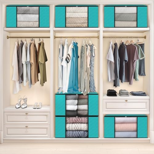Fab totes 6 Pack Storage Bags for Clothes Blanket Storage Bins with Lids | Foldable Closet Organizers with Zippers,Window and Handles,Fabric Storage Bins for Sweater,Comforter,Bedding,Dorm essentials - Image 6