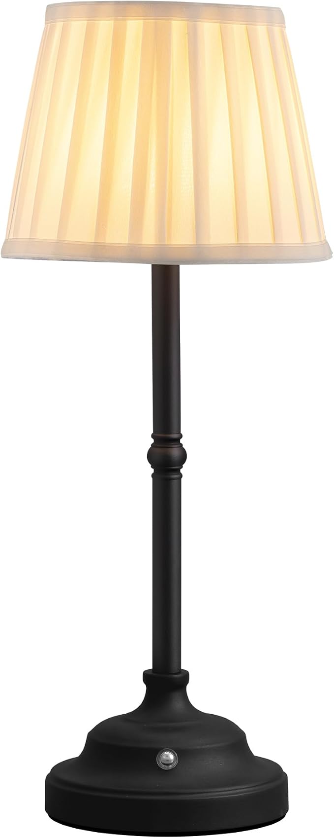 KDG Black Cordless Portable LED Table Lamp, White Fabric Shade Desk Lamp | 4000mAh Rechargeable Battery Powered Lighting, Dimmable Light for Dining Room, Bedroom, Bedside, Night Light, Balcony by KDG