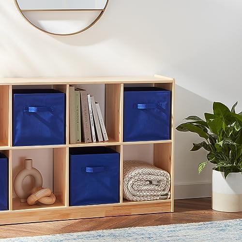 Amazon Basics Collapsible Fabric Storage Bins with Handles, Cube Organizer for Home Organization, 10.5"x10.5"x11", Navy, 6-Pack - Image 7