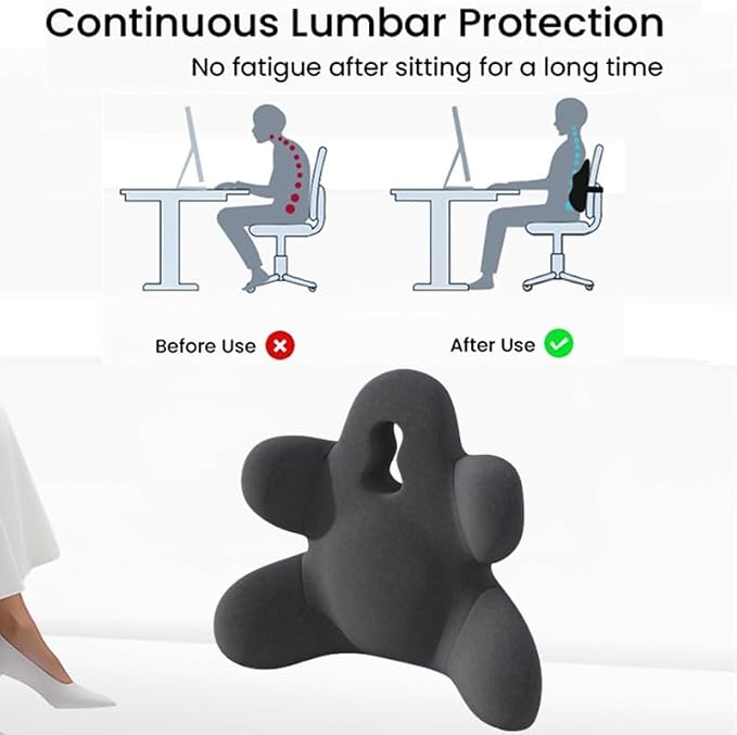 Lumbar Support Pillow for Office Chair, Back Support Pillow for Car, Chair | Office Chair Back Support Improve Lower Back Pain Relief & Sitting Posture, Memory Foam Back Cushion for Long Sitting - Image 2