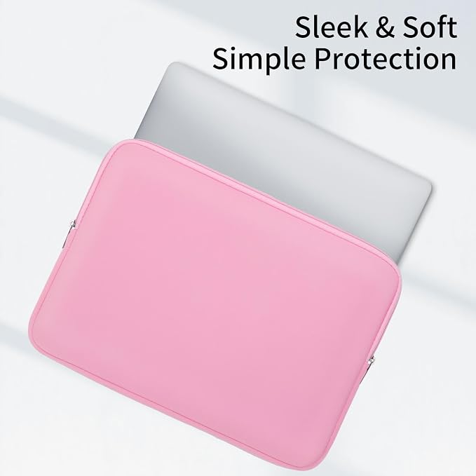 RAINYEAR 15.6 Inch Laptop Sleeve Soft Case with Accessories Pouch, Pink | Protective Case Padded Carrying Cover Zipper Computer Bag Compatible with 15.6 Inch Notebook Tablet Chromebook Laptop - Image 2