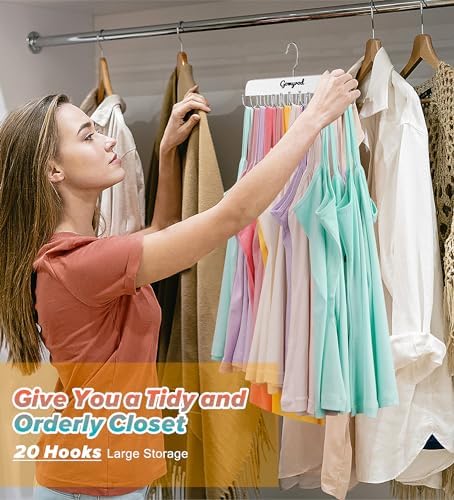 Gomyrod Tank Top Hanger, 2 Pack w/40 Hooks Bra Hanger for Closet Organizer | Premium Wood Space Saving Hanger, 360°Rotating Closet Organizers and Storage, Multi Hook Hanger for Dorm & Apartment, White - Image 5