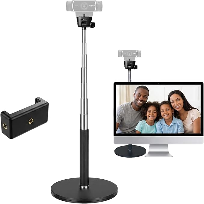Webcam Stand for Desk, Telescopic Webcam Mount Camera Stand for Logitech Webcam C922 C930e C920S C920 C615 C960 C920x BRIO 4K NexiGo N60 etc, for Zoom Meetings, Streaming, Video Recording by LenTok