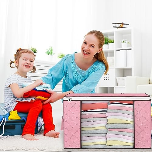 90L Large Storage Bags, 4 Pack Clothes Storage Bins Closet Organizers | Foldable Storage Containers, with Reinforced Handle, for Clothing, Blanket, Comforters, Bed Sheets, Pillows and Toys - Image 6