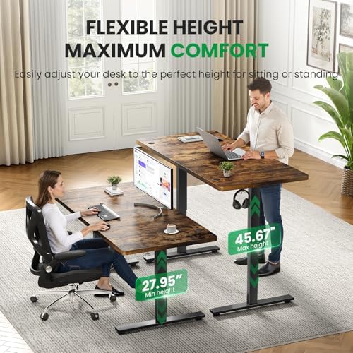 Brown 60x28 in Electric Standing Desk, 1 Inch Thick Tabletop - Image 6