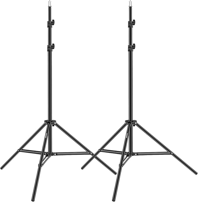 Neewer 6.23 Feet/190CM Aluminum Light Tripod Stands For Studio Kits, Photography Lights, Softboxes(Black,2 Pack) | For Studio Kits, Photography Lights, Softboxes, Black by Neewer