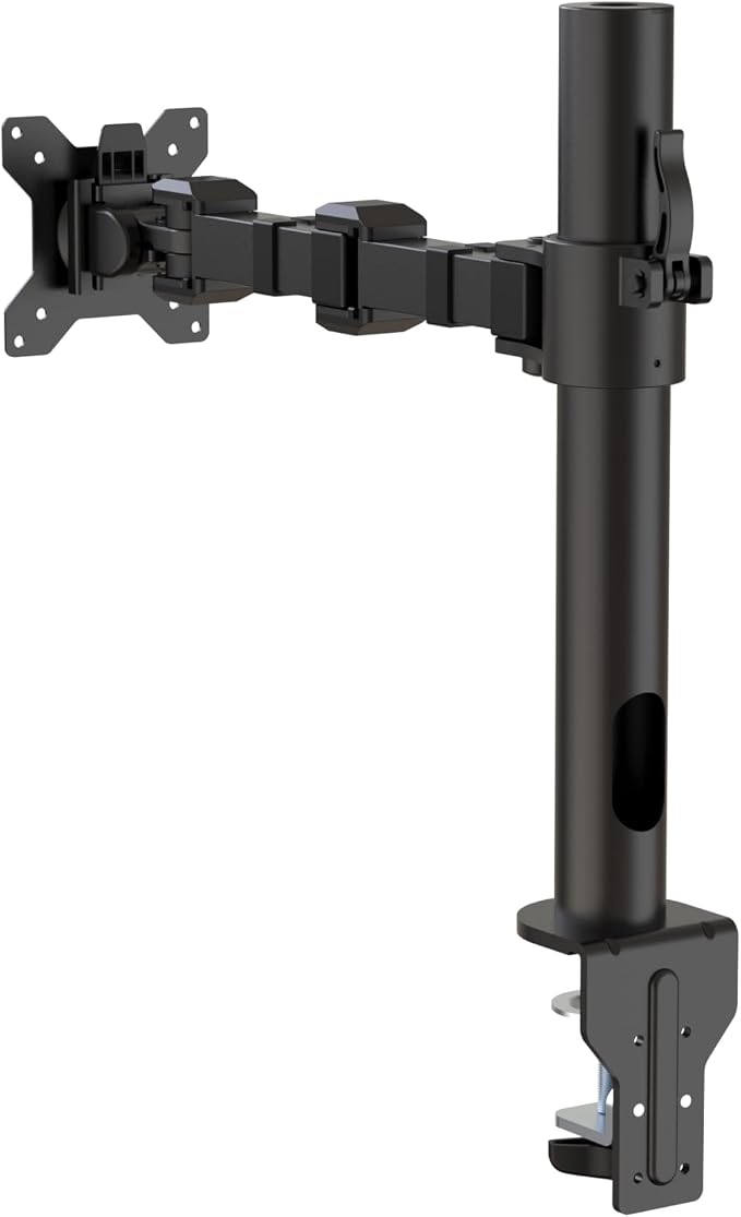 Amazon Basics Single Computer Monitor Stand with Cable Management, Height Adjustable VESA Desk Arm Mount, Fully Adjustable Tilt and Rotation, Steel, Black, Fits 13-30" Screens - Image 3