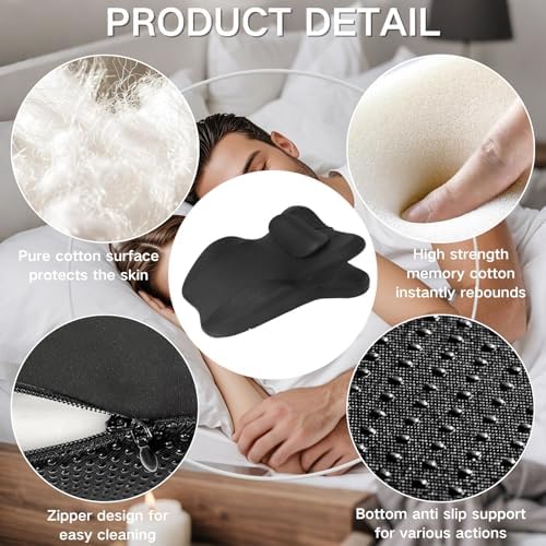 Memory Foam Couples Pillow, Reading Pillow for Bed, NeckPillow, 27° Lift Ergonomic Cushion for Intimacy Waterproof Posture Support Cushion for Sleeping Reading Relax(Black,23"x18"x15") - Image 4