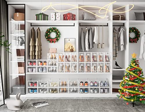 SIMPDIY Clear Shoe Storage Boxes, Stackable Shoe Organizer for Closet | 12 Pack, Magnetic Door, Aromatherapy Stick, for Size 10, Plastic, Shoe Rack for Closet, Entryways, Under-bed Storage - Image 2