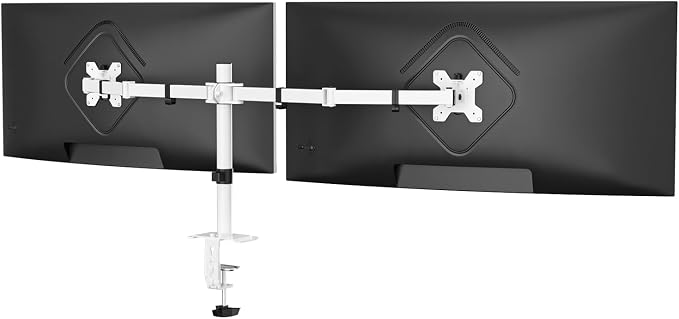 Suptek Dual Monitor Desk Mount, Adjustable Dual Monitor Arm for 2 Monitor Screens up to 43 inch, 15.75" Pole Monitor Stand for Desk, Holds up to 22 lbs,White(MD9442LW) by suptek