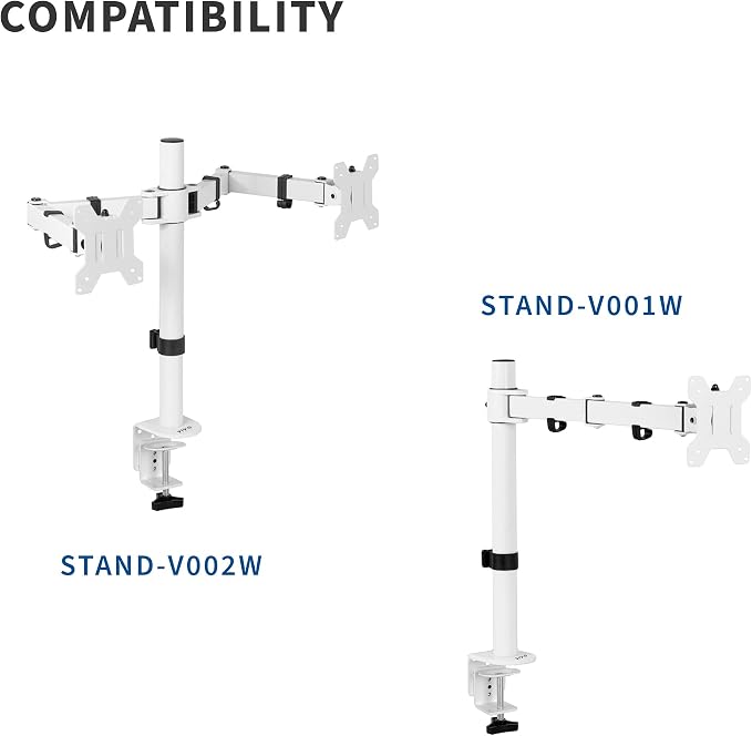 VIVO Fully Adjustable Single Monitor Arm for Desk Mount Stand, Monitor Arm for 1 Screen up to 27 inches, White, PT-SD-AM01AW - Image 3