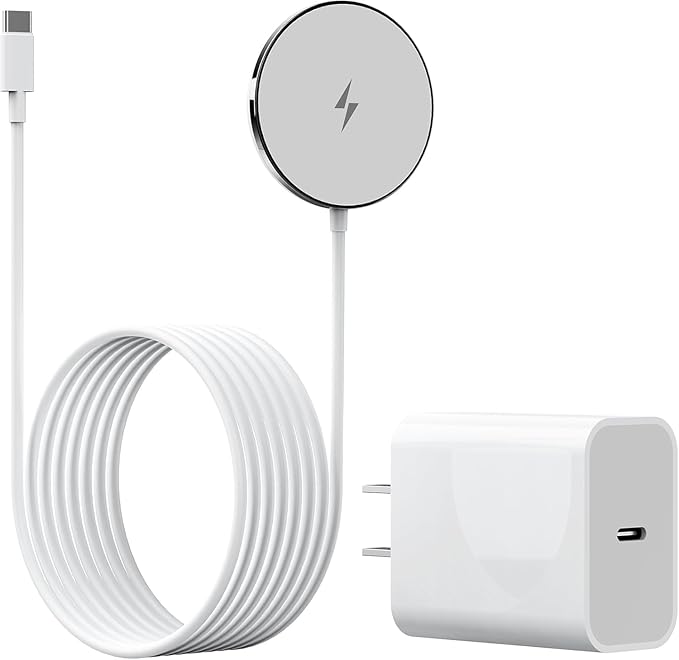 New for MagSafe Charger: Magnetic Wireless Charging Pad for iPhone 17 16 15 14 13 12 Series AirPods 4-2 Pro, Strong Magnet, with PD20W Charging Block, Ultra-Thin Portable【 1 Pack 5FT】 by Ouotoo