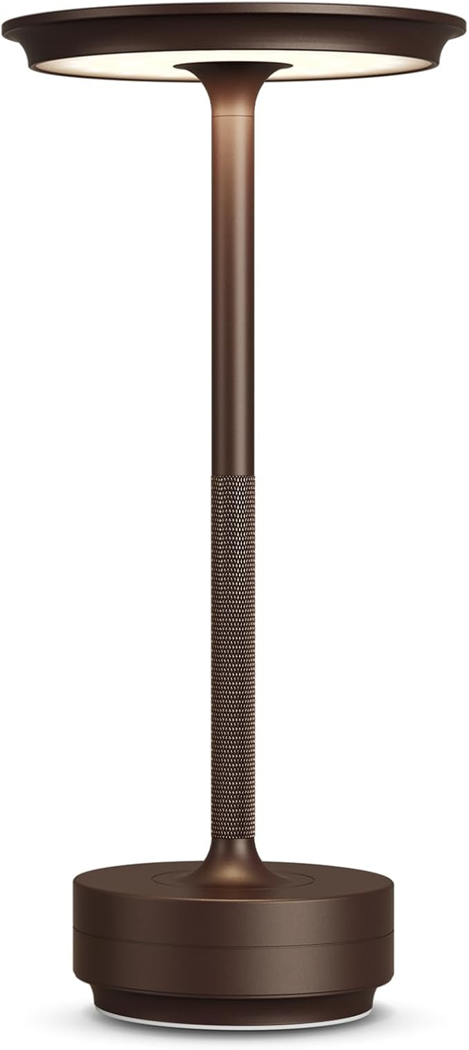 1 Pack Cordless Table Lamps Rechargeable, 5000mAh LED Table Light | Portable 3 Color Stepless Dimming Battery Powered Table Lamp with Memory Function for Restaurant/Home/Outdoor.(Brown) by FDIDC