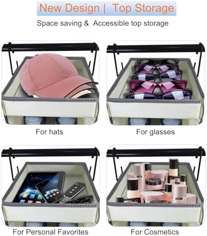 Large-Sized Hanging Shoe Organizer 10-Shelf, Sturdy Hanging Closet Organizer with 8 Side Pockets, Wider Hanging Shelves for Storage Shoes Clothes Jeans Shirts Toys, Beige - Image 5