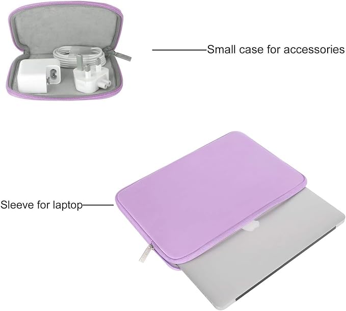 MOSISO Laptop Case 15 inch, 15 inch Laptop Sleeve with Small Case | Compatible with MacBook Air M5 M4-M2 A3448 A3241 A3114 A2941 2026-2023, Dell XPS, Neoprene Computer Sleeve Bag, Purple - Image 2