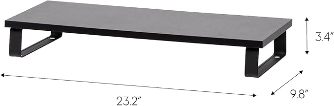 IRIS USA 1-Tier Multi-Purpose Modern PC Monitor Organizer Stand with Metal Legs, Ergonomic Desktop and Countertop Riser for Computer Laptop TV Kitchen Pantry and Closet Organization, Black | Elevates monitors and laptops while organizing keyboards, off... - Image 2