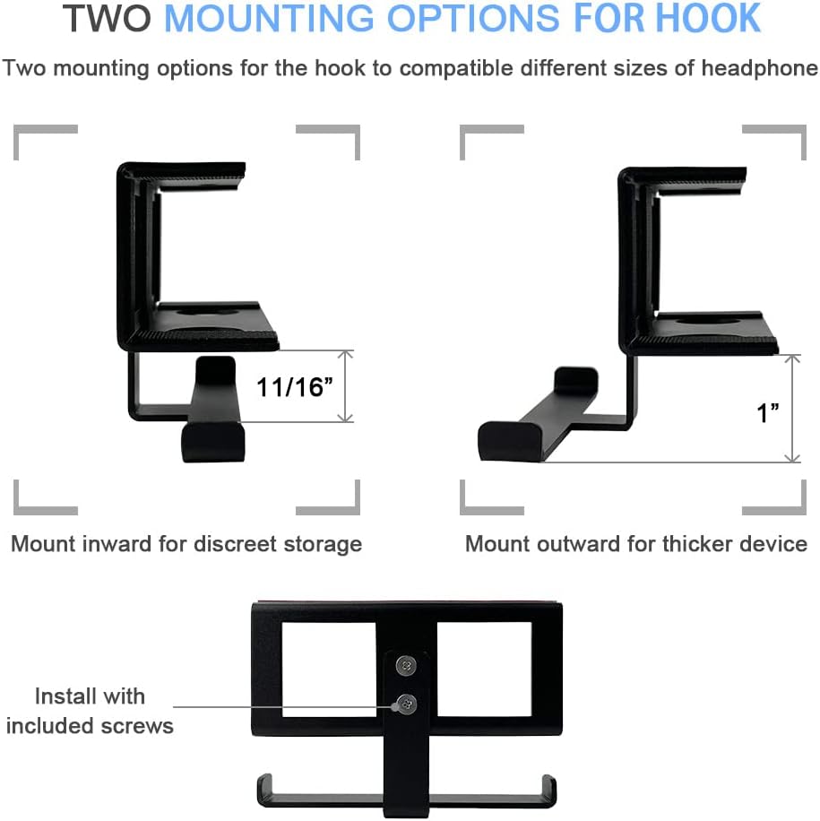 IFCASE Under Desk Mount for Laptop, Mini PC with Headphone Holder (Black) - Image 7