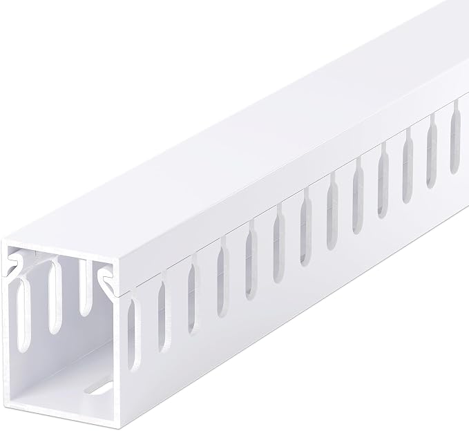 1.6"H x 1.2"W Cable Raceway, 99in Under Desk Wire Management Channel, White | Slotted Wire Duct, 6Pack, 16.5in Each, Heavy-Duty PVC Cable Management for Server Racks, Network Cables & Electrical Cabinets by ZhiYo