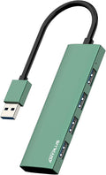 USB Hub, USB 3.0 Hub Aluminum Alloy Ultra Slim USB Splitter, Portable 4 Port USB Extender, USB Hub for Laptop, PC, MacBook, iMac, Surface Pro, Mac Pro, Flash Drive, XPS 【Green】 by ANYPLUS