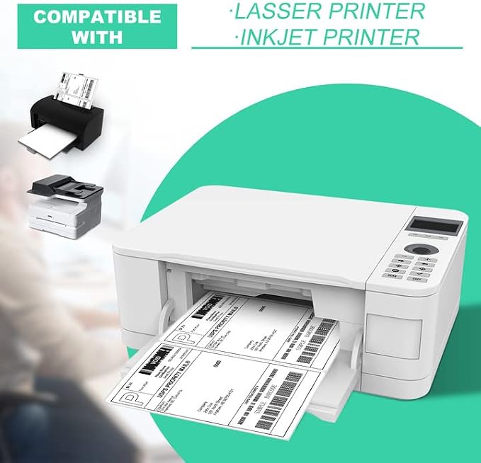 Half Sheet 8.5x5.5inch Shipping Mailing Label 4000 Counts, 2 Labels Per Sheet 8.5 x 11 for Laser & Inkjet Printer, Permanent Adhesive Label Square Corner (2000 Sheets) - Image 4